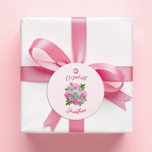 Trouw met Pioen Rozen Boeket Bedankjes Labels