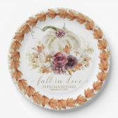 Trouw met Pompoen Bloemige Herfstthema Papieren Bordje (Voorkant)
