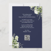 Trouw met QR-code voor Navy Blue Bloemenslinger Save The Date (Achterkant)