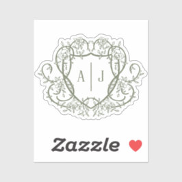 Trouw met Rambling Rose Sage Monogram Crest Sticker