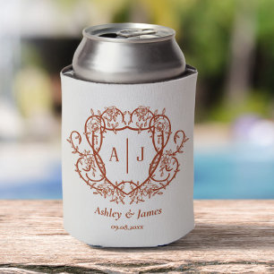 Trouw met Rambling Rose Terracotta Monogram Crest Blikjeskoeler