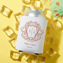 Trouw met Rambling Rose Terracotta Monogram Crest Blikjeskoeler