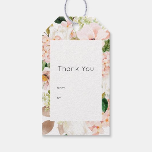 Trouw met Roze Bloemige Hortensia Cadeaulabel (Voorkant)