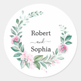 Trouw met Roze Bloesem Ronde Sticker