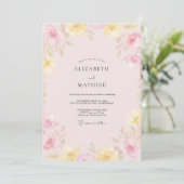 Trouw met Roze Blush Bloemblad Kaart (Staand voorkant)
