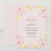Trouw met Roze Blush Bloemblad Kaart (Voorkant / Achterkant)