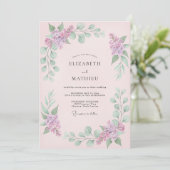 Trouw met Roze Delicate Lila Kaart (Staand voorkant)