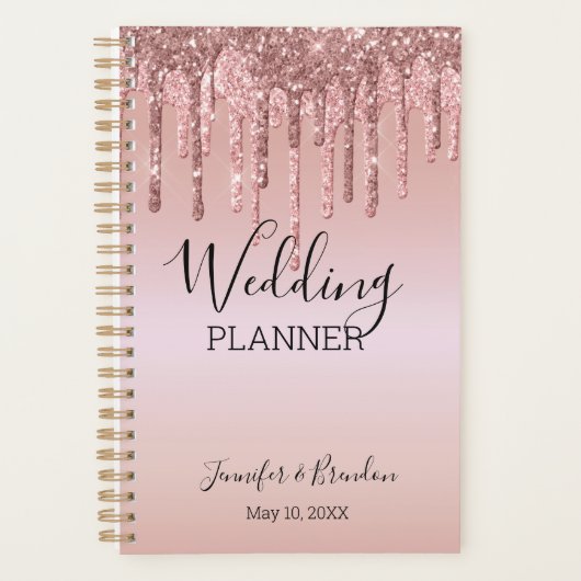 Trouw met Roze Glitterdruppels Planner (Voorkant)