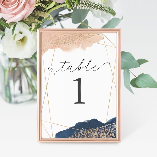 Trouw met roze, goud en marineblauw kaart