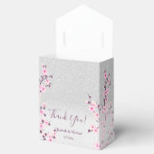 Trouw met Roze Kersenbloesem Zilver Glitter Op Maa Bedankdoosjes (Geopend)