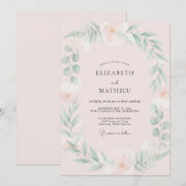 Trouw met Roze Mint Blad Kaart (Voorkant / Achterkant)