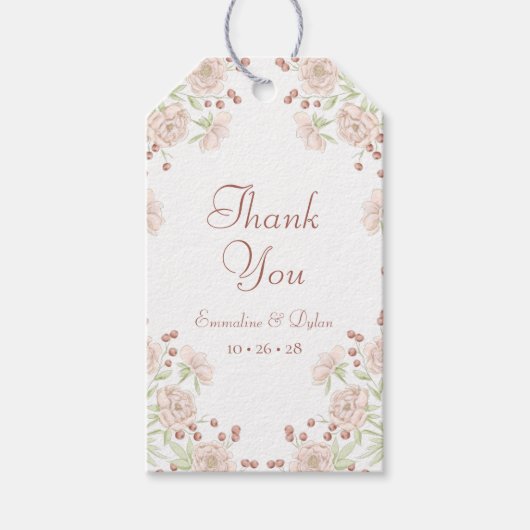 Trouw met Roze Roos Blush Cadeaulabel (Voorkant)