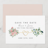 Trouw met Roze Rozen en Groen Save The Date (Voorkant / Achterkant)