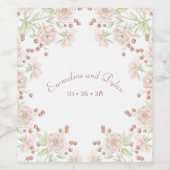 Trouw met Roze Rozen Wijn Etiket (Enkel label)