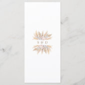 Trouw met Roze Rozen Witte Orchidee Pampas Gras Menu (Achterkant)
