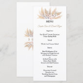 Trouw met Roze Rozen Witte Orchidee Pampas Gras Menu (Voorkant / Achterkant)