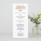 Trouw met Roze Rozen Witte Orchidee Pampas Gras Menu (Staand voorkant)