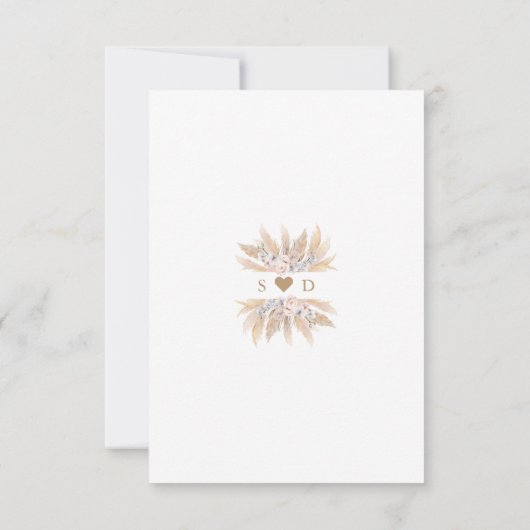 Trouw met Roze Rozen Witte Orchidee Pampas Gras Save The Date (Achterkant)