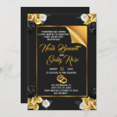 Trouw met rozen en gouden ringen kaart (Voorkant / Achterkant)