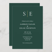 Trouw met smaragdgroen en gouden monogram kaart (Voorkant / Achterkant)