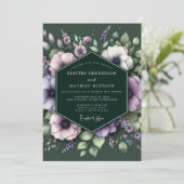 Trouw met smaragdgroene anemoon in mauve kaart (Staand voorkant)