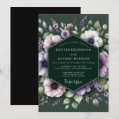 Trouw met smaragdgroene anemoon in mauve kaart (Voorkant / Achterkant)