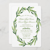 Trouw met smaragdgroene waterverfkrans kaart (Voorkant / Achterkant)