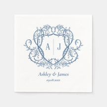 Trouw met stalen blauwe monogram kam Wedding