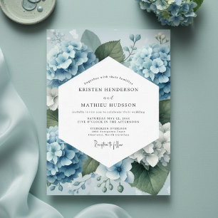 Trouw met Stofblauwe Hortensia Romance Kaart