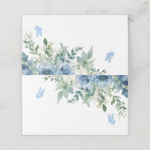 Trouw met stoffig blauwe bloemen plaatskaartje (Buitenkant ongevouwen)