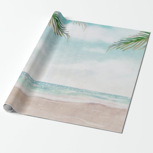 Trouw met strandtafereel in Island Breeze-stijl Cadeaupapier (Uitgerold)