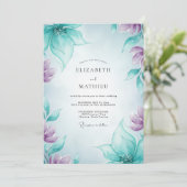 Trouw met Teal Amethyst Bloemblad Kaart (Staand voorkant)