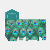 Trouw met Teal Blauwe Pauw Bedankdoosjes (Uitgevouwen)