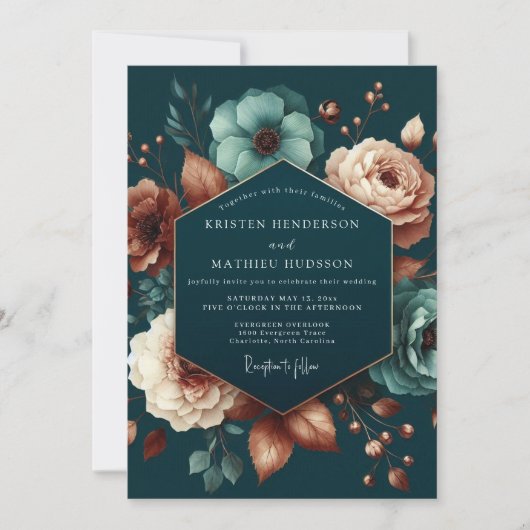 Trouw met Teal Blush Anemoon Kaart (Voorkant)