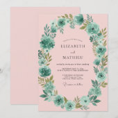 Trouw met Teal Blush Bloemblaadje Kaart (Voorkant / Achterkant)