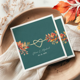 Trouw met Teal Boho-herfststijl Servet