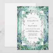 Trouw met Teal Bosgroen Eucalyptus Kaart (Voorkant / Achterkant)