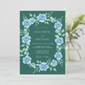 Trouw met Teal Gentle Blossom Kaart (Staand voorkant)