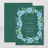 Trouw met Teal Gentle Blossom Kaart (Voorkant / Achterkant)