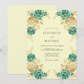 Trouw met Teal Goud Ranunculus Eucalyptus Kaart (Voorkant / Achterkant)