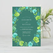 Trouw met Teal Radiant Botanische Elementen Kaart (Staand voorkant)