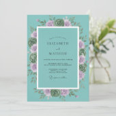 Trouw met Teal Rose Botanische Bliss Kaart (Staand voorkant)