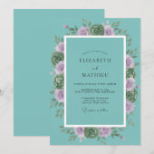 Trouw met Teal Rose Botanische Bliss Kaart (Voorkant / Achterkant)