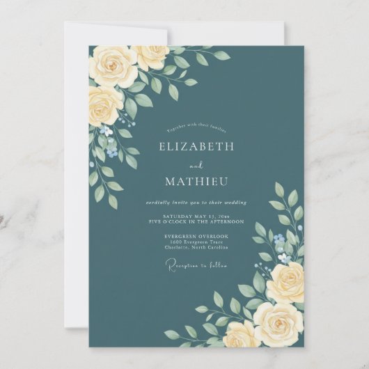 Trouw met Teal Seraphic Bloemen Kaart (Voorkant)