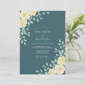 Trouw met Teal Seraphic Bloemen Kaart (Staand voorkant)