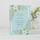 Trouw met Teal Soft Blossom Kaart (Staand voorkant)