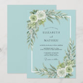 Trouw met Teal Soft Blossom Kaart (Voorkant / Achterkant)