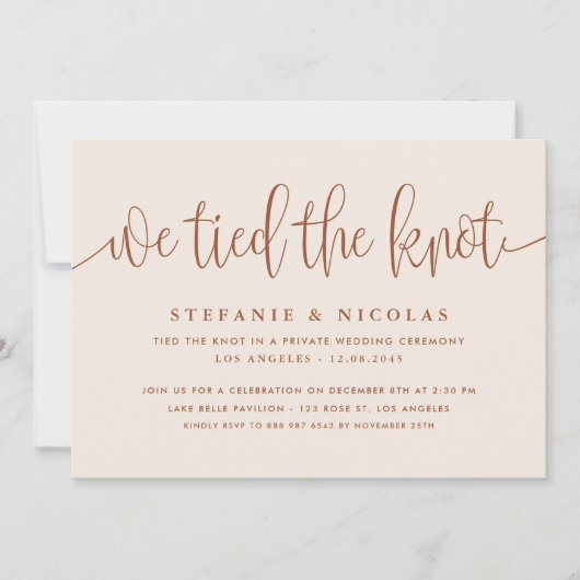 Trouw met Terracotta Calligraphy We Tied The Knot Kaart (Voorkant)