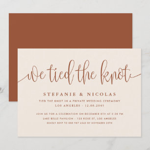Trouw met Terracotta Calligraphy We Tied The Knot Kaart
