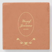 Trouw met Terracotta en Goud Stenen Onderzetter (Voorkant)